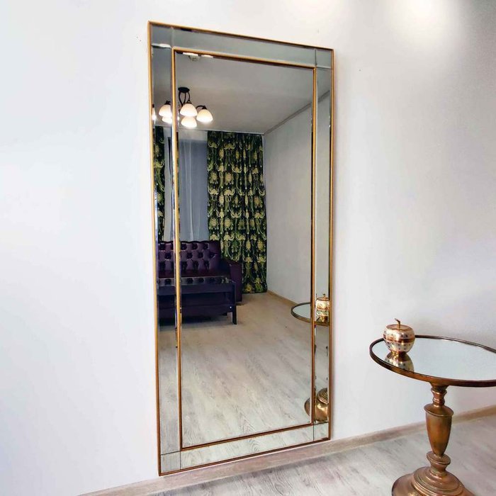 Настенное зеркало Vienna 80x180 в раме золотого цвета  - купить Настенные зеркала по цене 55100.0