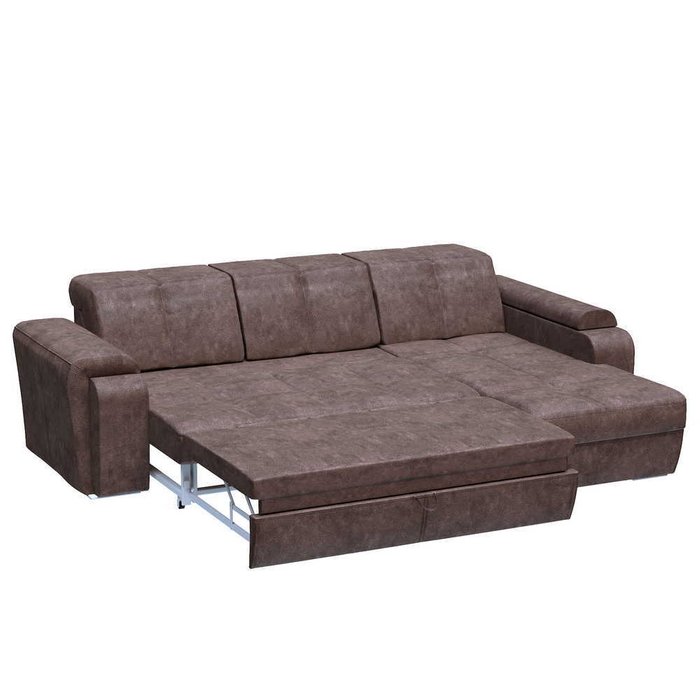 Угловой диван-кровать с оттоманкой Мартин коричневого цвета - лучшие Угловые диваны в INMYROOM