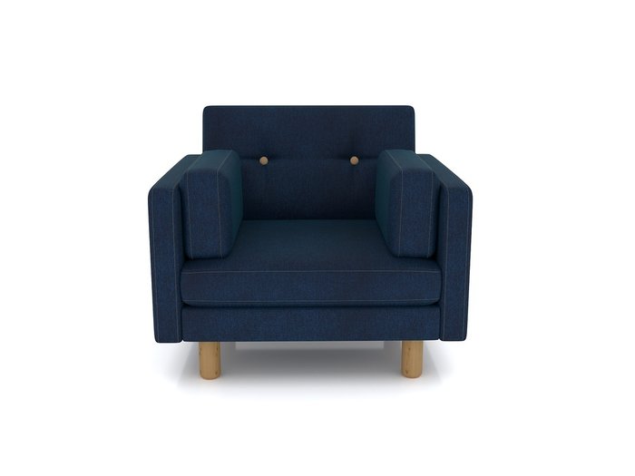 Кресло Ингвар М с ножками из массива береза и обивкой из синего велюра - лучшие Интерьерные кресла в INMYROOM
