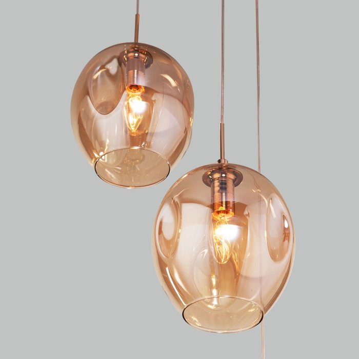 Подвесной светильник со стеклянными плафонами 50195/3 золото Mill - лучшие Подвесные люстры в INMYROOM