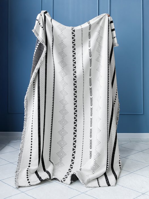 Покрывало Dmi softness moby 180x230 бело-черного цвета - лучшие Покрывала в INMYROOM