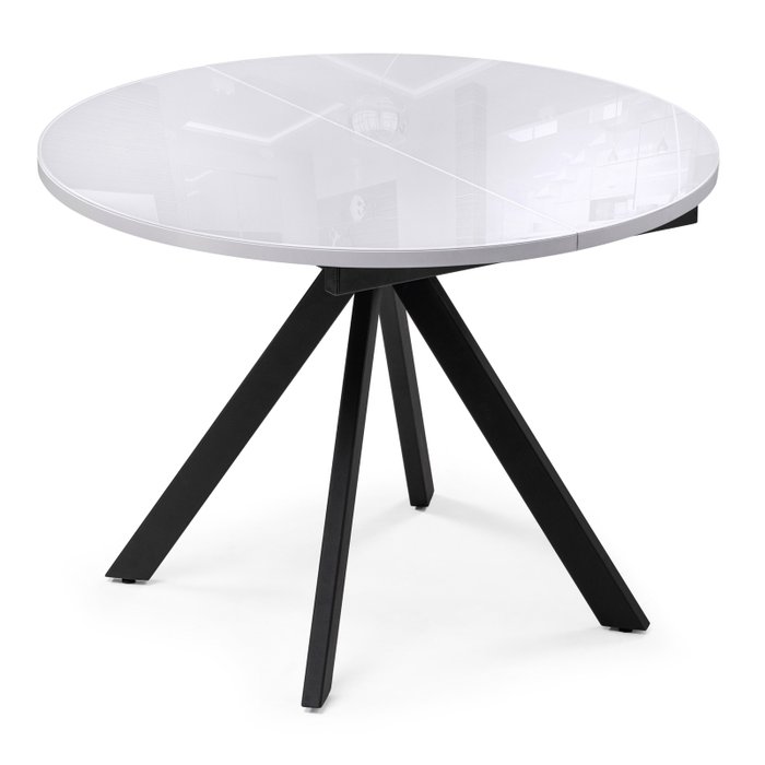 Раздвижной обеденный стол Ален 100 бело-черного цвета