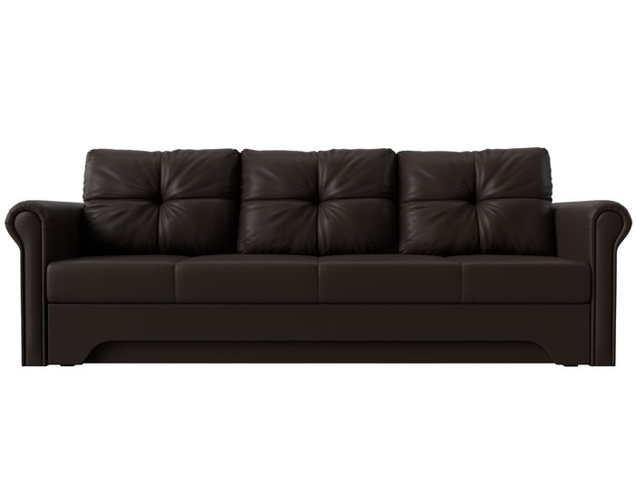 Прямой диван-кровать Европа темно-коричневого цвета (экокожа) - купить Прямые диваны по цене 36999.0