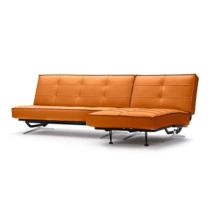 Угловой диван-кровать Арни из натуральной кожи оранжевого цвета - купить Угловые диваны по цене 97990.0