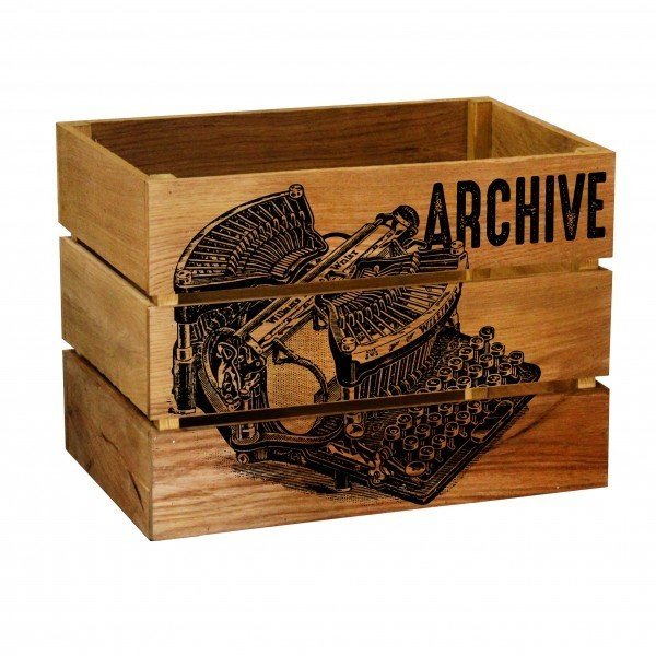 Ящик для хранения Архив из массива дуба с принтом