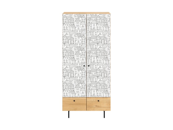 Шкаф Frida с бело-серым фасадом на металлических ножках - купить Шкафы распашные по цене 53100.0