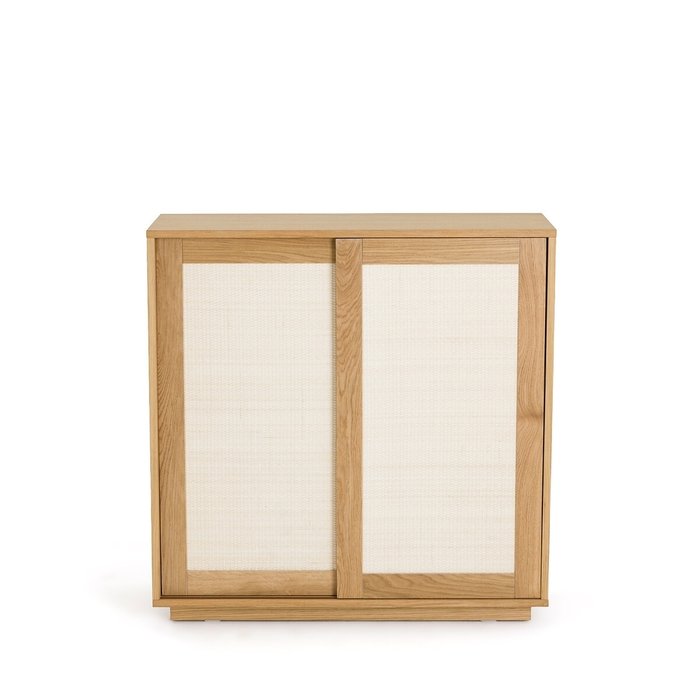 Модуль книжного шкафа низкого из дуба плетеного материала Palano бежевого цвета - купить Стеллажи по цене 95810.0