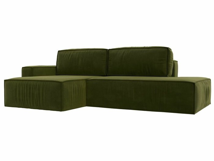 Угловой диван-кровать Прага модерн зеленого цвета левый угол