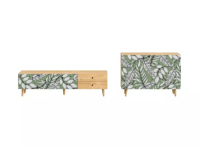 Композиция Frida 1 с принтом Jungle на деревянных ножках - купить Гостиные гарнитуры по цене 72106.0