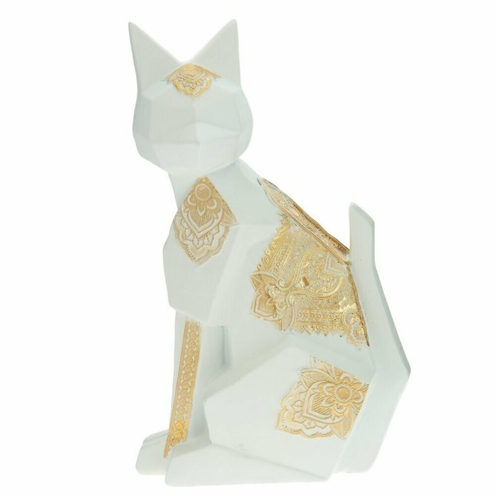 Фигурка декоративная Кошка бело-золотого цвета
