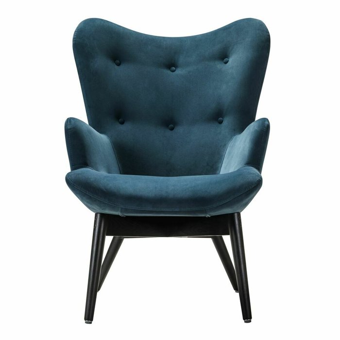 Кресло Хайбэк синего цвета с ножками венге - купить Интерьерные кресла по цене 26410.0