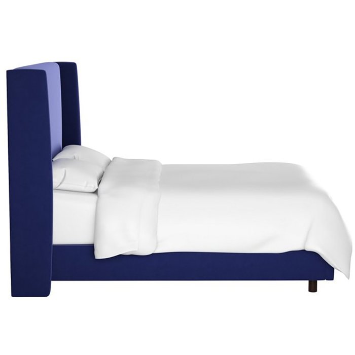Кровать Kelly Wingback Blue Velvet синего цвета 160х200 - купить Кровати для спальни по цене 102000.0