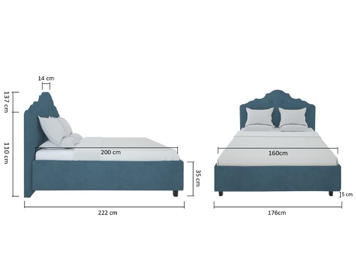 Кровать "Palace" Велюр цвета морской волны 160x200 - купить Кровати для спальни по цене 102000.0