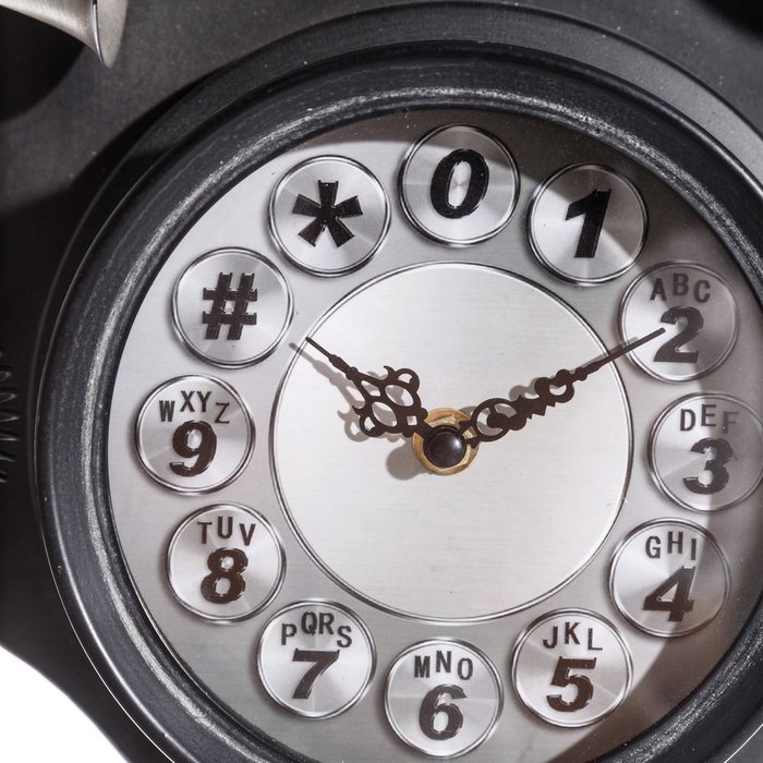 Часы настольные в форме винтажного телефона черного цвета - лучшие Часы в INMYROOM