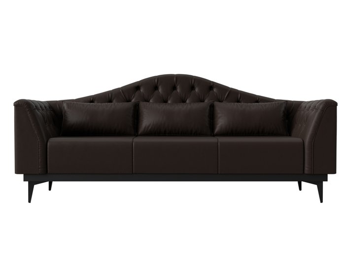 Прямой диван-кровать Флорида коричневого цвета (экокожа) - купить Прямые диваны по цене 52999.0