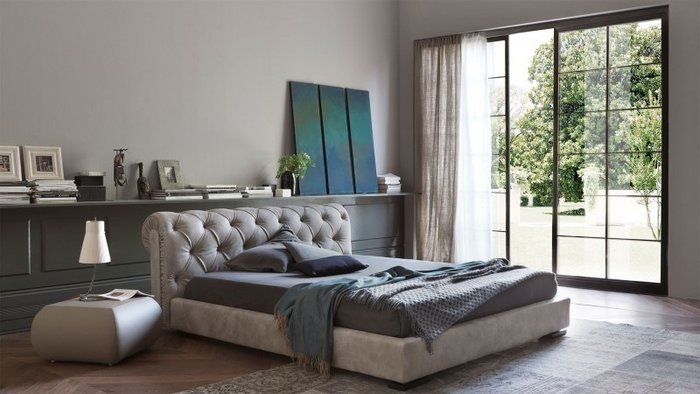 Кровать "Letto GM 22" с обивкой из экокожи или велюра 180х200 см Кровать "Letto GM 22" с обивкой из экокожи или велюра 180х200 см