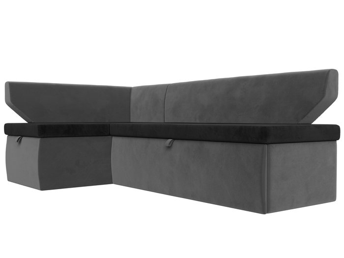Угловой диван-кровать Омура серо-черного цвета левый угол - лучшие Угловые диваны в INMYROOM