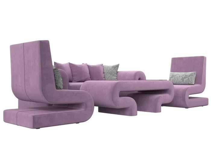 Набор мягкой мебели Волна 2 сиреневого цвета - лучшие Комплекты мягкой мебели в INMYROOM