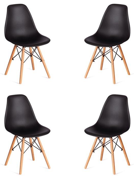 Набор из четырех стульев Cindy черного цвета