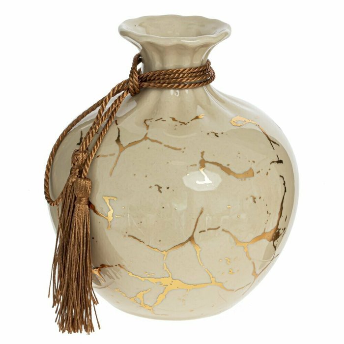 Керамическая ваза 14 бежевого цвета