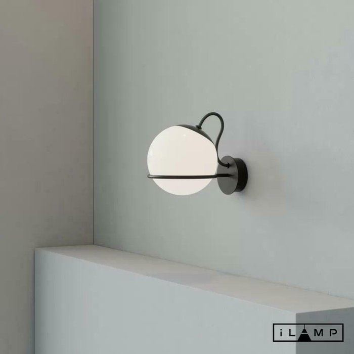 Бра iLamp Globe 10346W/1 BK-WH - лучшие Бра и настенные светильники в INMYROOM