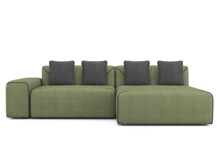 Угловой раскладной диван Portu правый оливкового цвета