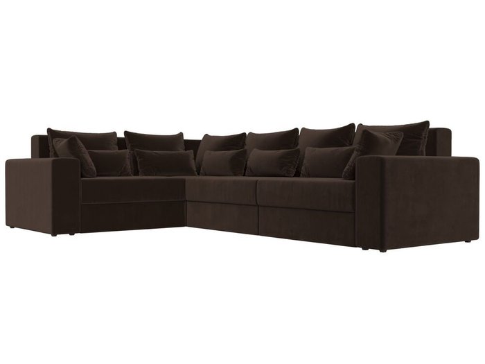 Угловой диван-кровать Майами Long темно-коричневого цвета левый угол - лучшие Угловые диваны в INMYROOM