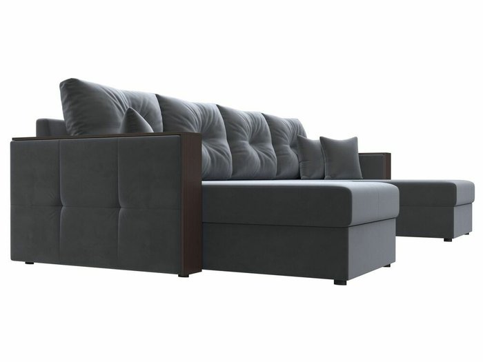 Угловой диван-кровать Валенсия П-образный серого цвета - лучшие Угловые диваны в INMYROOM