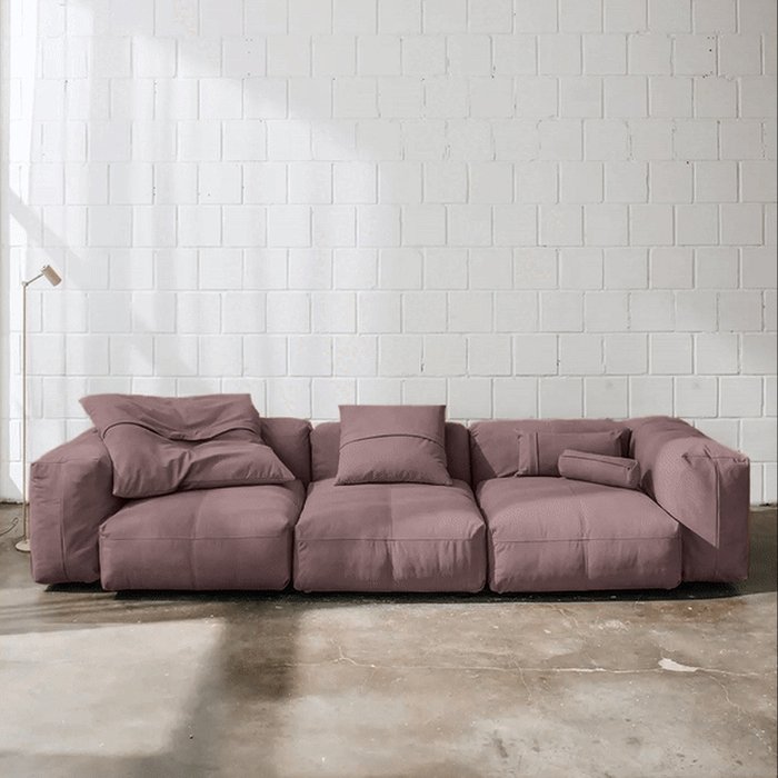 Прямой диван Фиджи трехсекционный темно-розового цвета - лучшие Прямые диваны в INMYROOM