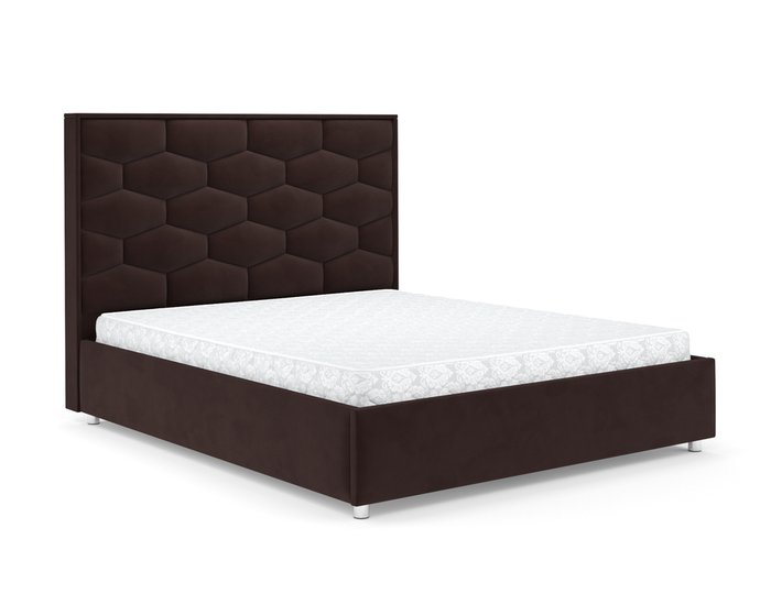 Кровать Рица 140х190 темно-коричневого цвета с подъемным механизмом (велюр) - купить Кровати для спальни по цене 40090.0