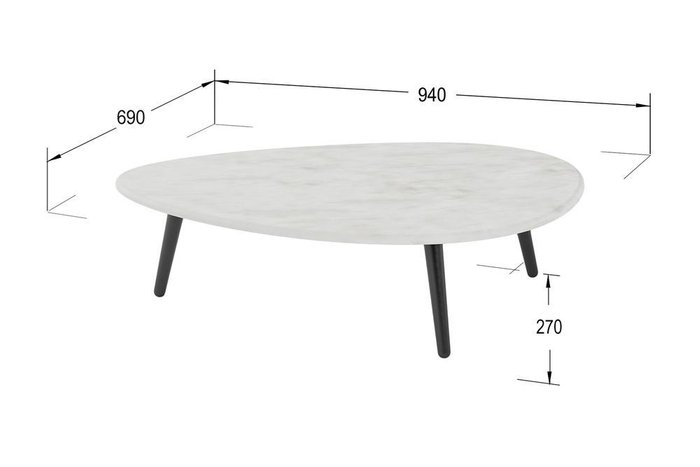 Стол журнальный Стэм цвета белый бетон - купить Журнальные столики по цене 5995.0