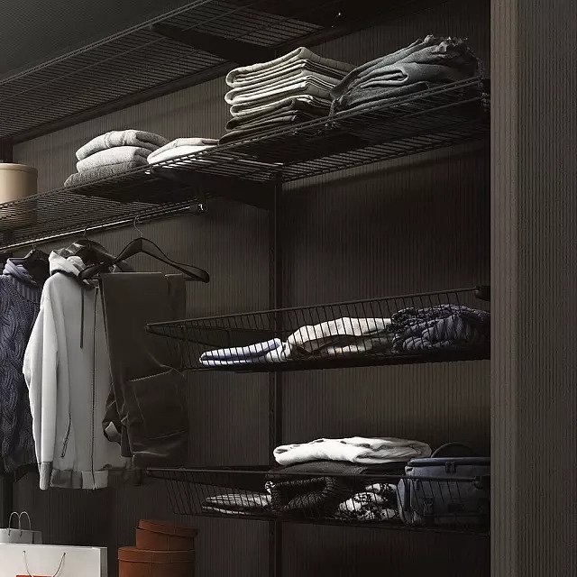 Проволочная полка 121x41 черного цвета - лучшие Комплектующие для гардеробных систем в INMYROOM Проволочная полка 121x41 черного цвета - лучшие Комплектующие для гардеробных систем в INMYROOM