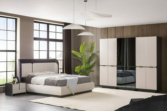 Кровать Милан 180х200 светло-бежевого цвета без подъемного механизма - лучшие Кровати для спальни в INMYROOM