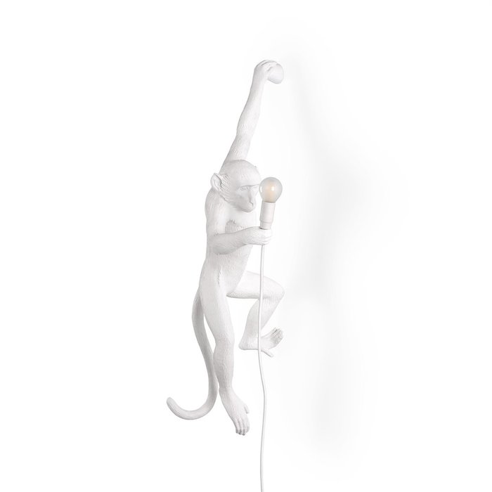 Настенный светильник SelettI Monkey из смолы белого цвет