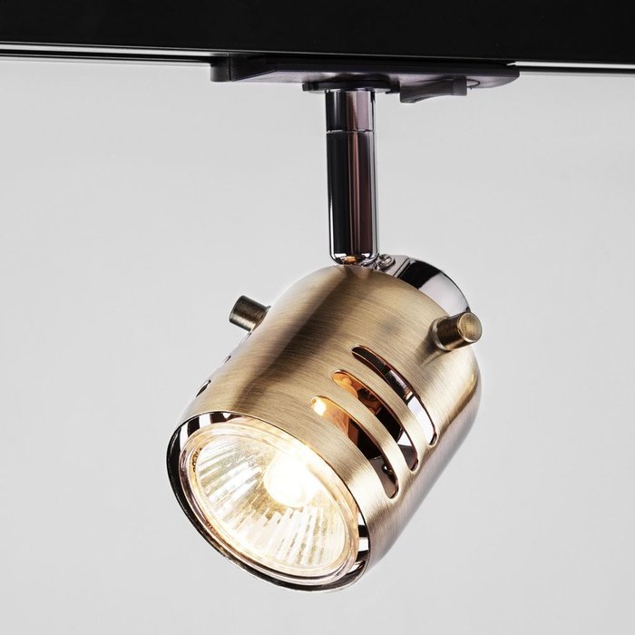 Трековый светильник с поворотным механизмом для однофазного шинопровода Leonardo черно-бронзового цвета