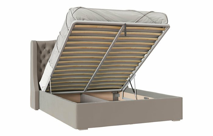 Кровать с подъемным механизмом Орнелла 160х200 серо-бежевого цвета - купить Кровати для спальни по цене 117890.0