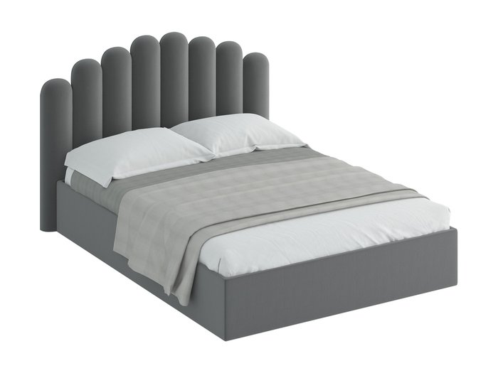 Кровать Queen Sharlotta серого цвета 160х200 с подъемным механизмом