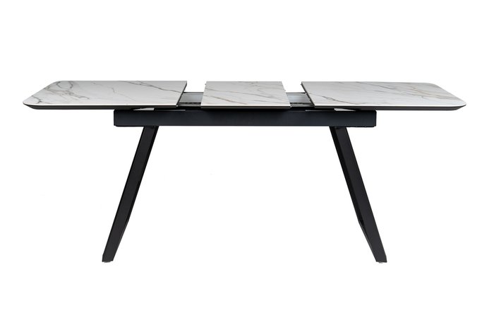 Раздвижной обеденный стол Пеле 120 черно-бежевого цвета - лучшие Обеденные столы в INMYROOM Раздвижной обеденный стол Пеле 120 черно-бежевого цвета - лучшие Обеденные столы в INMYROOM