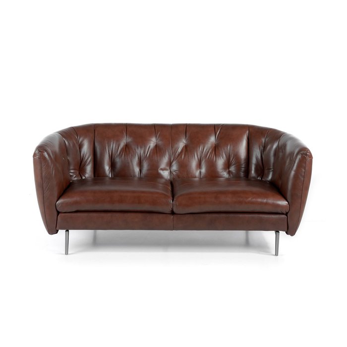 Диван кожаный двухместный коричневого цвета - купить Прямые диваны по цене 2680990.0