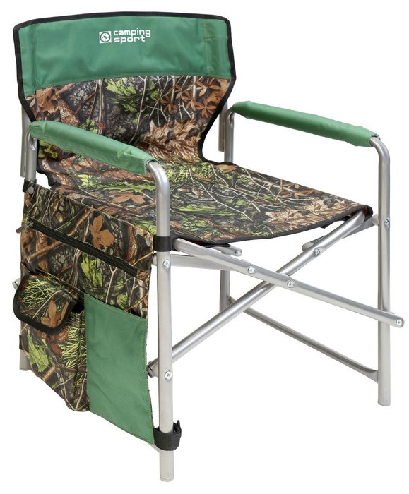 Кресло складное c карманами зеленого цвета