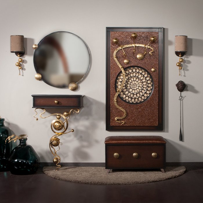 Зеркало настенное Heri Амбер с золотой отделкой - купить Настенные зеркала по цене 22150.0