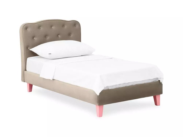 Кровать Candy 80х160 темно-бежевого цвета с розовыми ножками