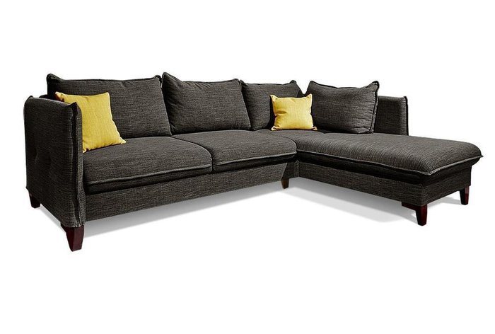 Угловой диван-кровать Морган коричневого цвета с желтыми подушками