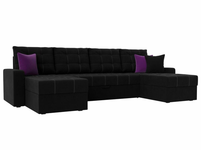 Угловой диван-кровать Ливерпуль черного цвета