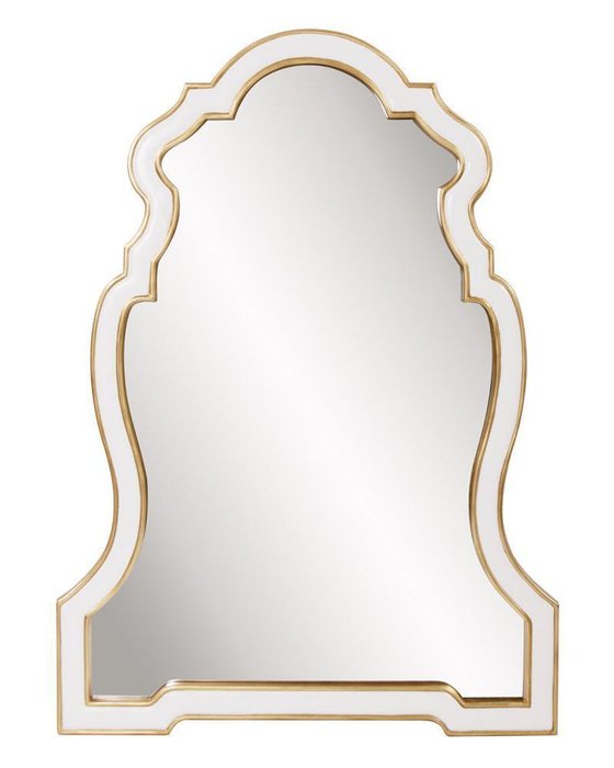 Настенное зеркало Льеж в раме бело-золотого цвета  - купить Настенные зеркала по цене 28582.0