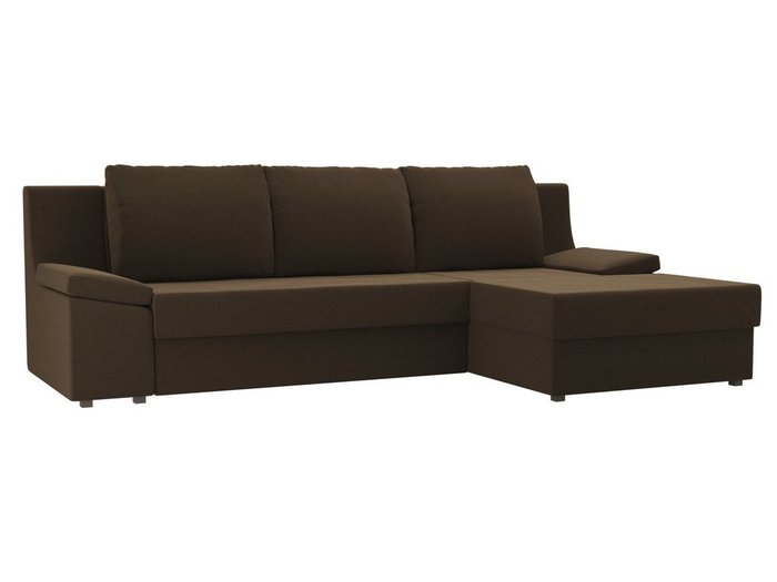 Угловой диван-кровать Челси темно-коричневого цвета