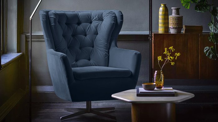 Кресло Дерби 2 синего цвета - купить Интерьерные кресла по цене 44400.0