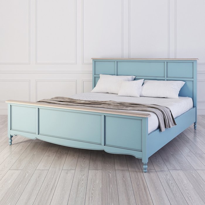 Кровать двуспальная Leblanc 180х200 голубого цвета