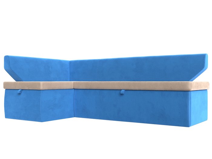 Угловой диван-кровать Омура бежево-голубого цвета левый угол