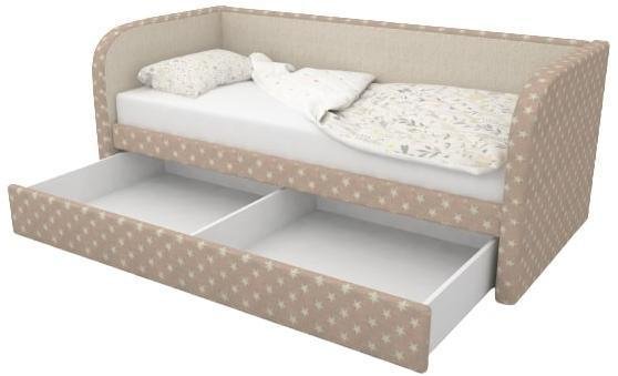 Диван-кровать Уно бежевого цвета с бортиком и бельевым ящиком - купить Прямые диваны по цене 21400.0